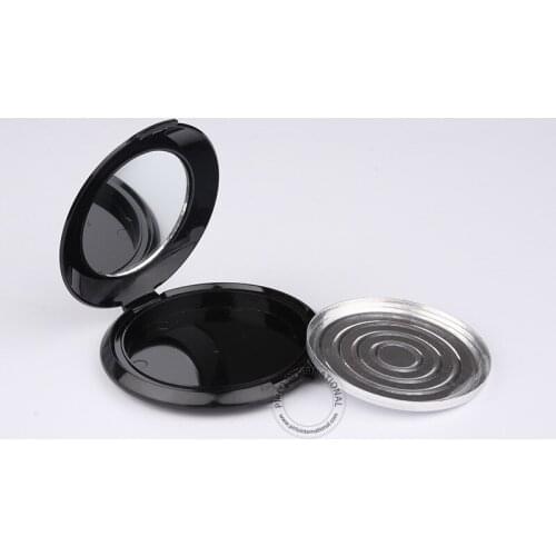 60pcs/Lot Wholesale Plastic Black Empty 10g Powder Box with Mirror 1/3OZ Women DIY Brush Packaging Refillable 10ml Container