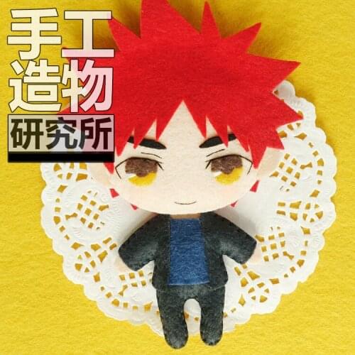 Anime Yukihira soma 12cm Keychain Handmade Materical Package Toys Mini Doll Stuffed Plush #4344 Children Birthday Gift