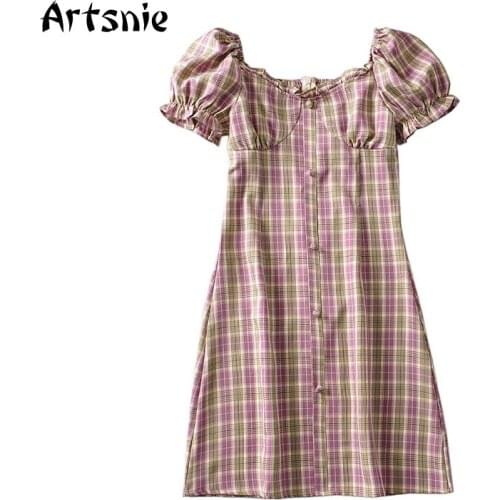 Модные платья в клетку Artsnie China At AliExpress
