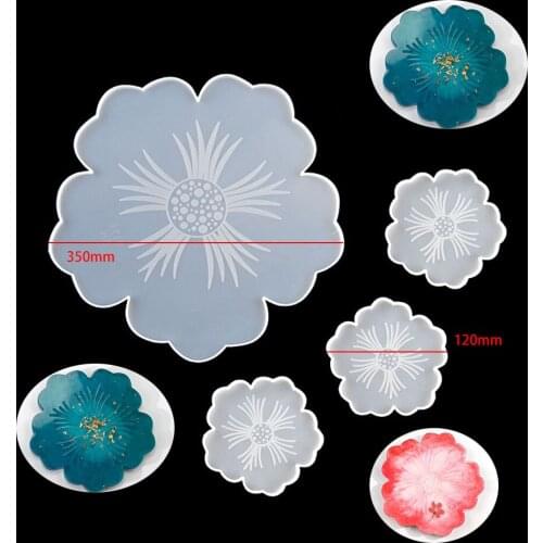 Sakura tea fruit plate coaster Silicone Molds UV Epoxy Resin Mould Flowers Tray Cup Mat Mold For DIY Crafts Table Decoration