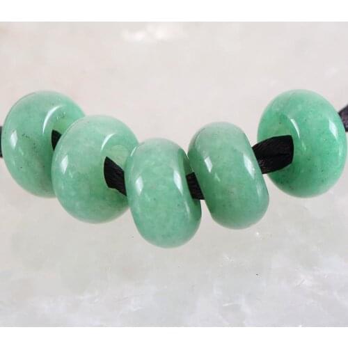 5Pcs Big Hole Beads Natural Stone Green Aventurine 14mm Spacer Bead for Men Women DIY Jewelry Making Earring Ring Gem Bead K1016