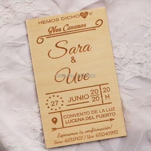 Wooden Wedding Invitation Country Wedding Invitation Custom Country Invitation Engraved with Envelope Invitation