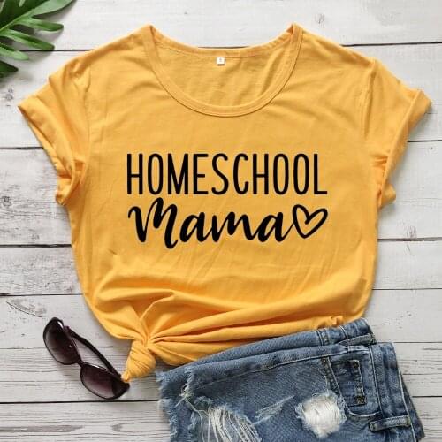 Homeschool Mama t shirt women fashion pure casual funny slogan grunge tumblr young hipster tees mother days gift art tops- L365