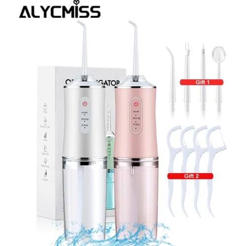 Oral Irrigator Cordless Dental Portable Water Flosser 240mL USB Rechargeable Teeth Cleaner for Braces Bridge Care 4 Nozzles