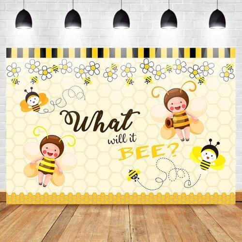 What Will It Bee Animals Backdrop Party Photography Background Holiday Celebration Photo Booth Studio Decor