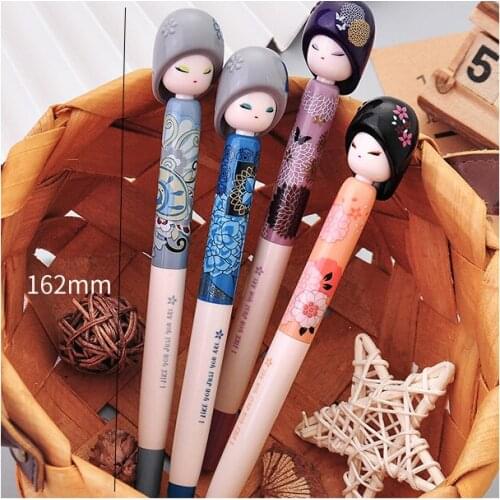 Japanese Style Creative Gel Pen Student Writing Tools Kawaii Kimono Girl Pens School Gifts Stationery Office Supply 0.5mm Black
