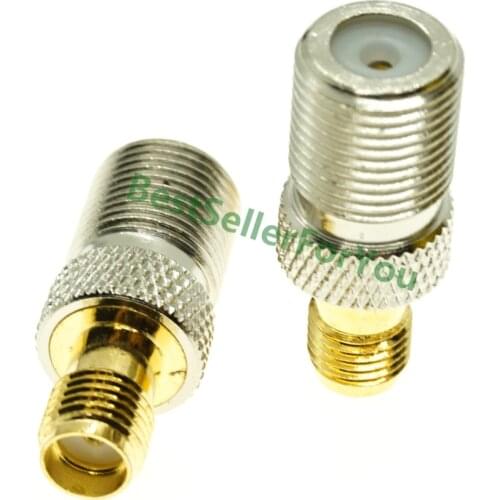 1PCS F Type Female Jack To SMA female Straight RF Coaxial Adapter F Connector To SMA Convertor Gold Tone
