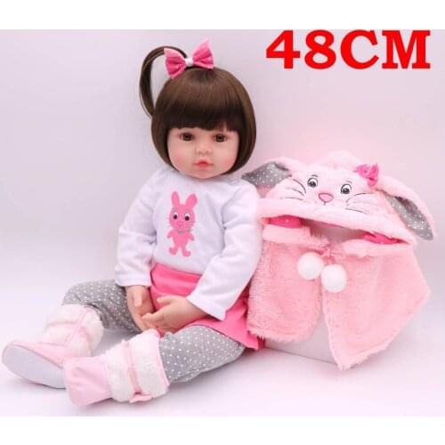 Baby doll toys 48cm little girl reborn toddler bebe doll popular gift soft silicone doll toys for children
