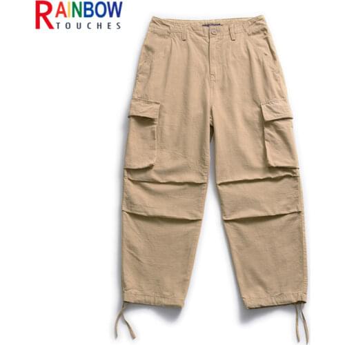 Rainbowtouches High Street Overalls Mens 2021 New Big Pocket Straight Pants Hip Hop Loose Casual Close Wide Leg Pants Fashion