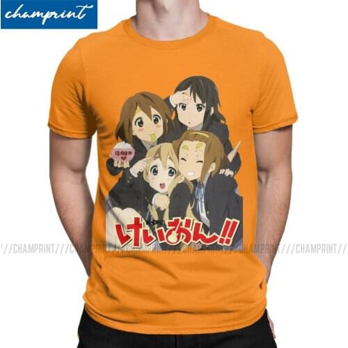 Men K-ON Grills T Shirts Yui Japan Music Anime 100% Cotton Tops Crazy Short Sleeve Crewneck Tee Shirt Summer T-Shirts