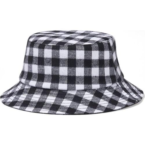 Bucket Hat Men Women Summer Sun Beach Wide Brim Plaid Reversible Hip Hop Holiday Outdoor Fisherman Accessory For Teenagers