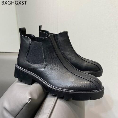 Chelsea Boots Men Casual Shoes Ankle Boots for Men Male Leather Shoes Man Platform Boots for Man 2021 Chaussure De Homme Zapatos