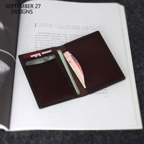 New Fashion Simple Credit Card Wallets Mens Vegetable Tanned Cowhide Leather Women ID Card Purses Vintage Driving License Bag