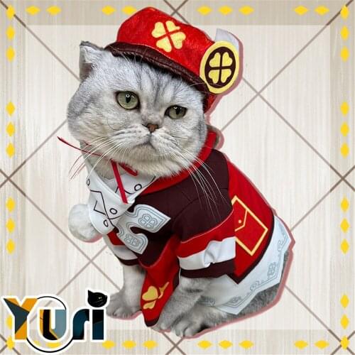 Yuri Genshin Impact Klee Pet Clothes Hat Scarf For Cats Dog Pet Costume Cosplay Photo Props Cute Fashion Cos Gift C