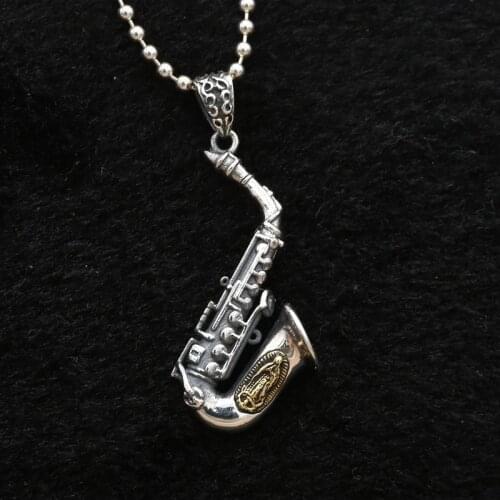 Factory Wholesale S925 Sterling Silver Jewelry Creative Inlaid With The Virgin Mary Saxophone Musical Instrument Pendant
