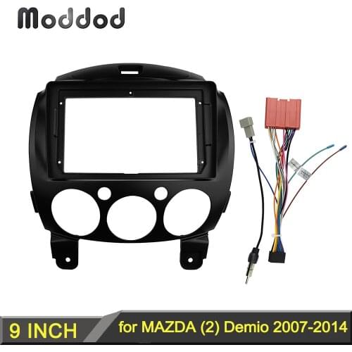 Radio Fascia for Mazda 2 Demio 2007+ Double Din 9 Inch Dash Kit Dashboard Refitting Installation Stereo Panel GPS Frame Bezel
