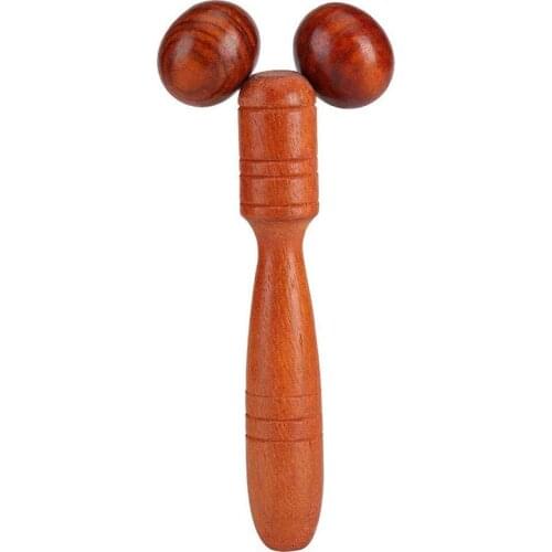 Roller Massager, Red Wood Roller Wooden Massager Thin Face Hand Leg Head Neck Back Waist Massage Wheel