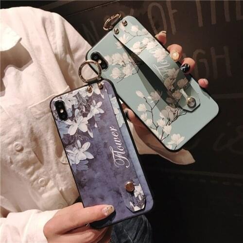 Luxury Flower Wrist Strap Case For Samsung S20 Ultra Case S20 Plus Soft TPU Holder Cover For Samsung A50 A30 A20 A30s M10S Cases