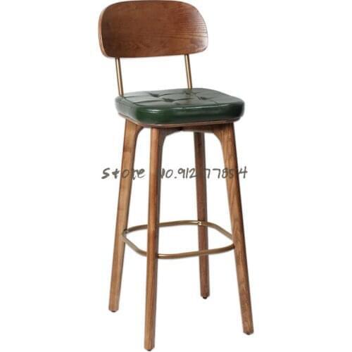 Solid Wood Bar Chair Light Luxury Modern Minimalist Bar Chair Cash Register Chair Backrest Mobile Phone Shop High Stool