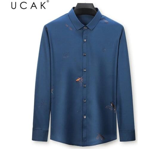 UCAK Brand Long Sleeve Striped Shirt Men Clothes Spring Autumn New Tops Turn-down Collar Streetwear Shirts Clothing Homme U6113