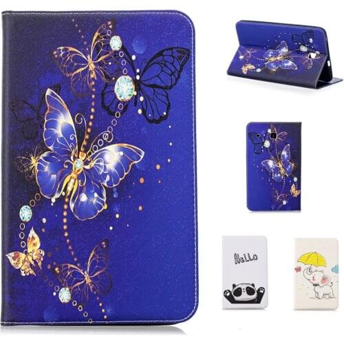 Cartoon Animals Pattern PU and PC With Card Slot Cover Case for Samsung Galaxy Tab E 8.0 T377 T375