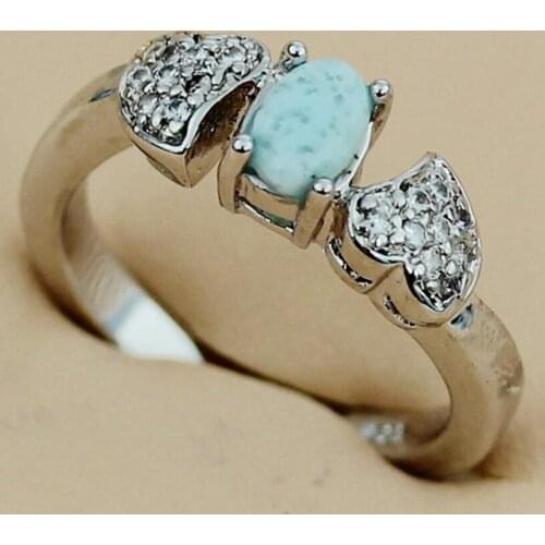 SHUNXUNZE charm rings Jewelry & Accessories for women Larimar and white Cubic Zirconia Bohemia Rhodium Plated R3523 size 6 7 8 9