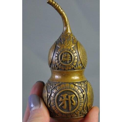 Old chinese Fengshui bronze Evil spirits Town house eight trigrams gourd statue