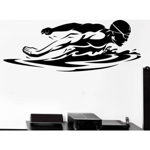 Swim Sticker Logo Name Swimmer Decal Swimming Posters Vinyl Wall Decals Pegatina Quadro Parede Decor Mural Swim Sticker