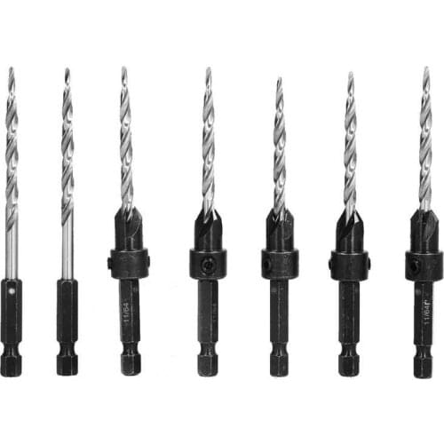 Tools Wood Countersink Drill Bit Set Inch Tapered Adjustable 1/4 Hex Shank with Collar Wrench 11/64 gereedschap