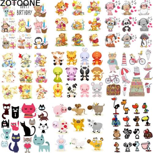 ZOTOONE Heat Transfer Cartoon Small Animal Clothing Accessories Printing DIY Owl Elephant Childrens T-shirt Patch Hot Press D