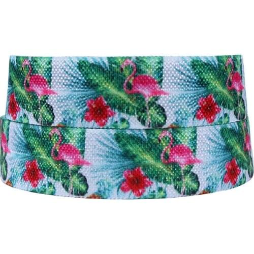 Delicate printing foe elastic ribbon, 50 yards per lot beautiful flower and flamingo patterns fold over elastic