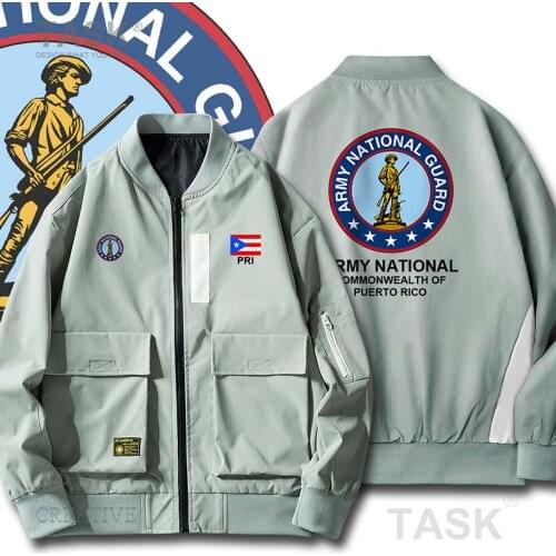 Bomber Military Biker Jacket Army Puerto Rico Rican PRI country Zipper Tooling clothes baseball jacket Male Casual Streetwear