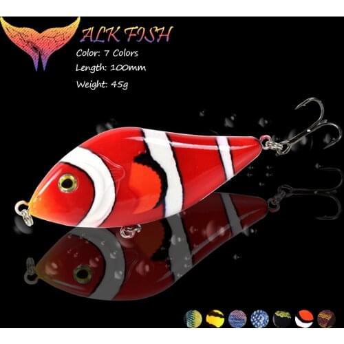 WALK FISH 1PCS 100mm/45g Jerkbait VIB Slow Sinking Fishing Lure Hard Baits Nickel Hook Troute Freshwater Seawater Fishing Tackle