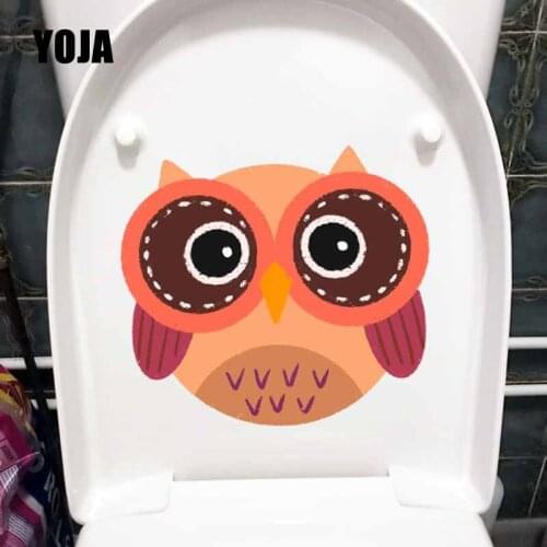 YOJA 22.9X20.8CM Toilet Seat Decal Hand Painted Lovely Big Eyed Owl Kids Room Decoration Wall Sticker T5-0632