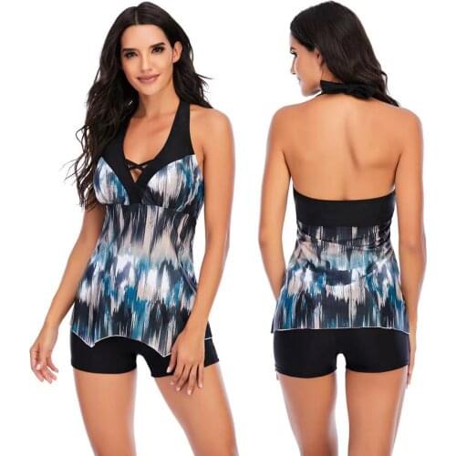 Wimsuit 2021 Swimwear Women Solid Color Stripes Bathing suit women Bikinis Tankini Swimming Suit For Women