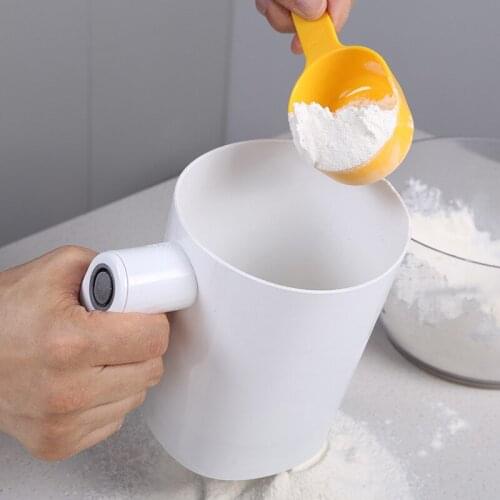1 Liter Electric Flour Sieve Icing Sugar Powder Handheld Stainless Steel Flour Screen Cup Shaped Sifter Kitchen Pastry Cake Tool