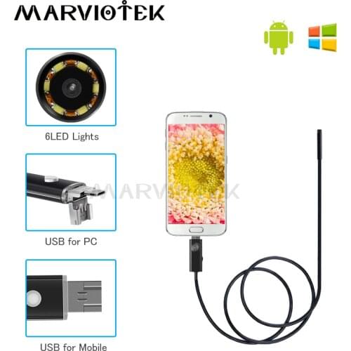 2 in 1 Android OTG Snake USB Endoscope Camera 5.5mm 2M/5M/10M Smart Android Phone OTG USB Borescope Inspection Snake Tube Camera