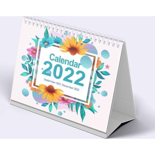 2021.09-2022.12 Paper Calendar Full English Memo Pages United States Holidays Stand Up Desk Calendar For School Office Supplies
