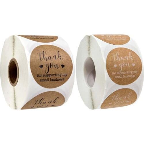 500pcs Thank You for Supporting My Business Kraft Stickers Seal Label Scrapbook for greeting cards, flower bouquets, parcels