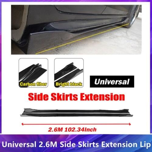 8Pcs Universal 2.6M Side Skirts Extension Lip Splitters Surrounded Blade Diffuser Professional Black Carbon Fiber Car Styling