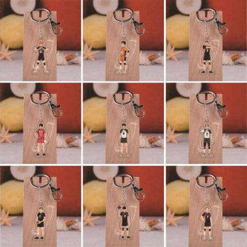 Anime Volleyball Boy Keychain Cartoon Haikyuu Kageyama Hinata Kenma Kozume Acrylic Figure Keychain Decor Bag Pendant Collection