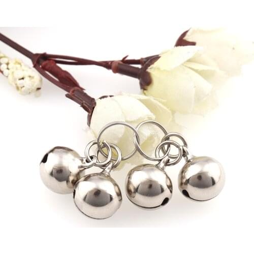 20PCS Silver Jingle bells Loose Beads with Keyring Festival Party Christmas Tree Decorations Gifts DIY Crafts Accessories