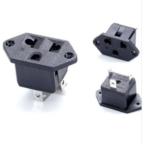 Black industrial outlet with ear fixing hole American standard 250V 10A universal AC power socket