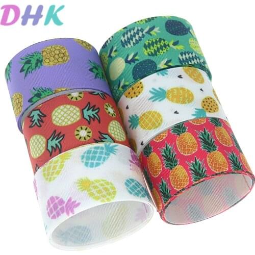 DHK 1.5'' 5yards pineapple Printed Grosgrain Ribbon Accessory Hairbow Headwear Decoration DIY Wholesale 38mm C1707