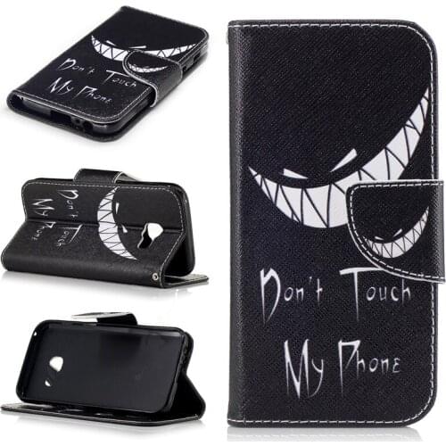 Flip Colored Drawing PU Leather Cases with Kickstand for Samsung Galaxy A3(2017) A3200 Mobile Phone Case with Wallet Card Holder