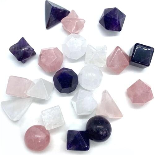 7 Pieces/set of Exquisite Amethyst White Halo Stone Divination Stone Crystal Phototherapy Stone Halo Repair Energy Stone 14-20mm