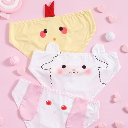 Kawaii Cartoon Animals Underwear Panties Rabbit Chick Sheep 3D Ear Cute Lolita Girls Lingerie Intimate Briefs Japan Cosplay Gift