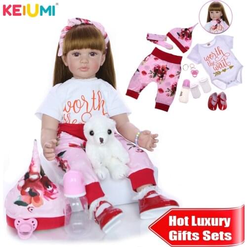 KEIUMI 24'' Baby Doll Toys Real Like Princess Silicone Reborn Baby Girl kids Birthday Gifts 60 cm Stuffed Dolls PP Cotton Body
