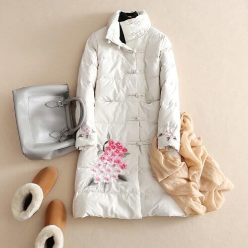 KMETRAM Womens Down Jacket Vintage Long Coat Female Jacket 2020 Winter Jacket Women Embroidery Down Coats and Jackets MY3634