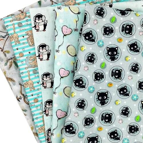 Cat Penguin 50*145cm 100% Pure Cotton Polyester Cotton Material Fabric Patchwork Sewing Fabrics Quilt Needlework DIY Cloth